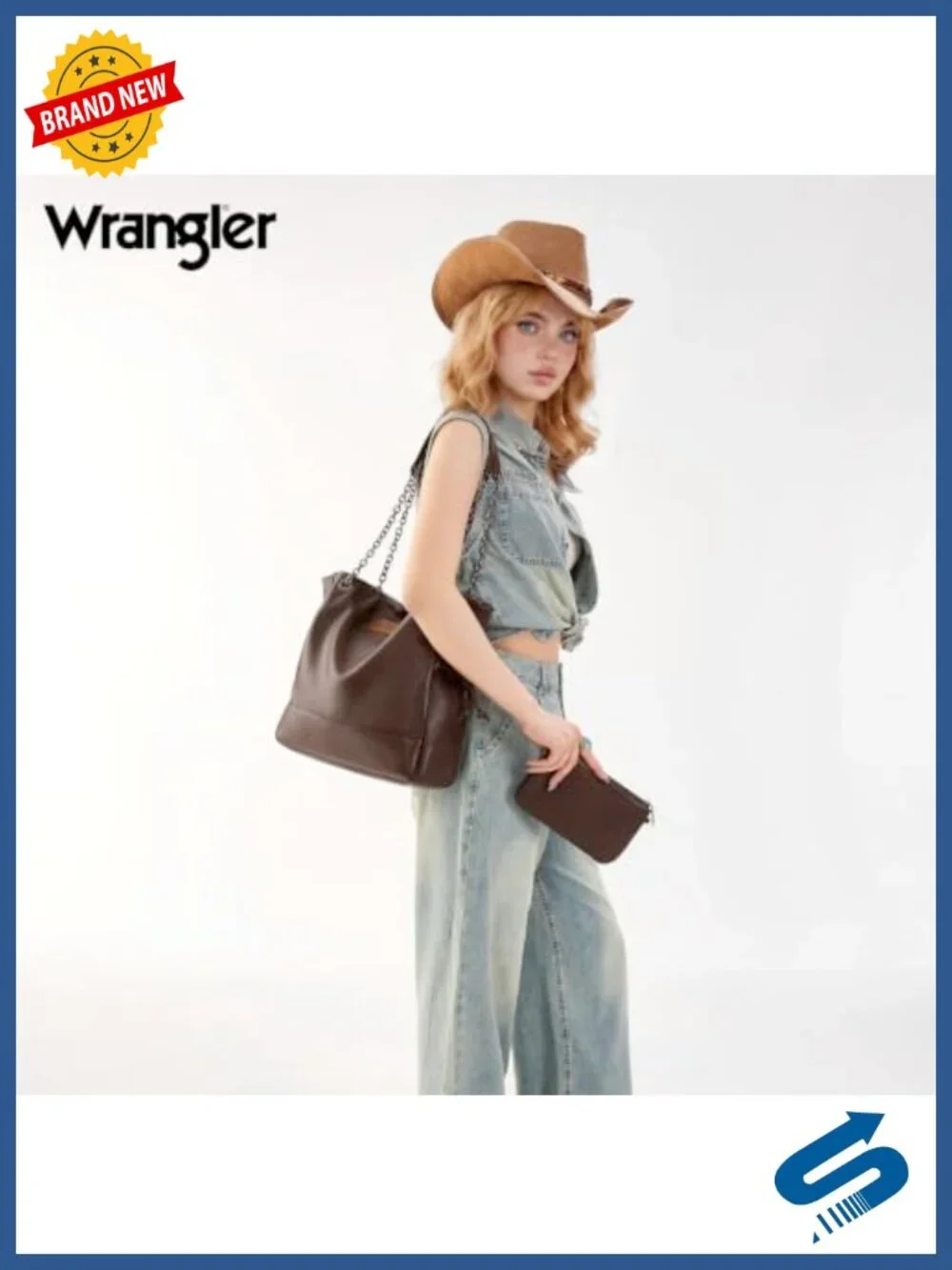 Faux Leather Drawstring Tote Bag with Removable Pouch, Magnetic Closure, Fits